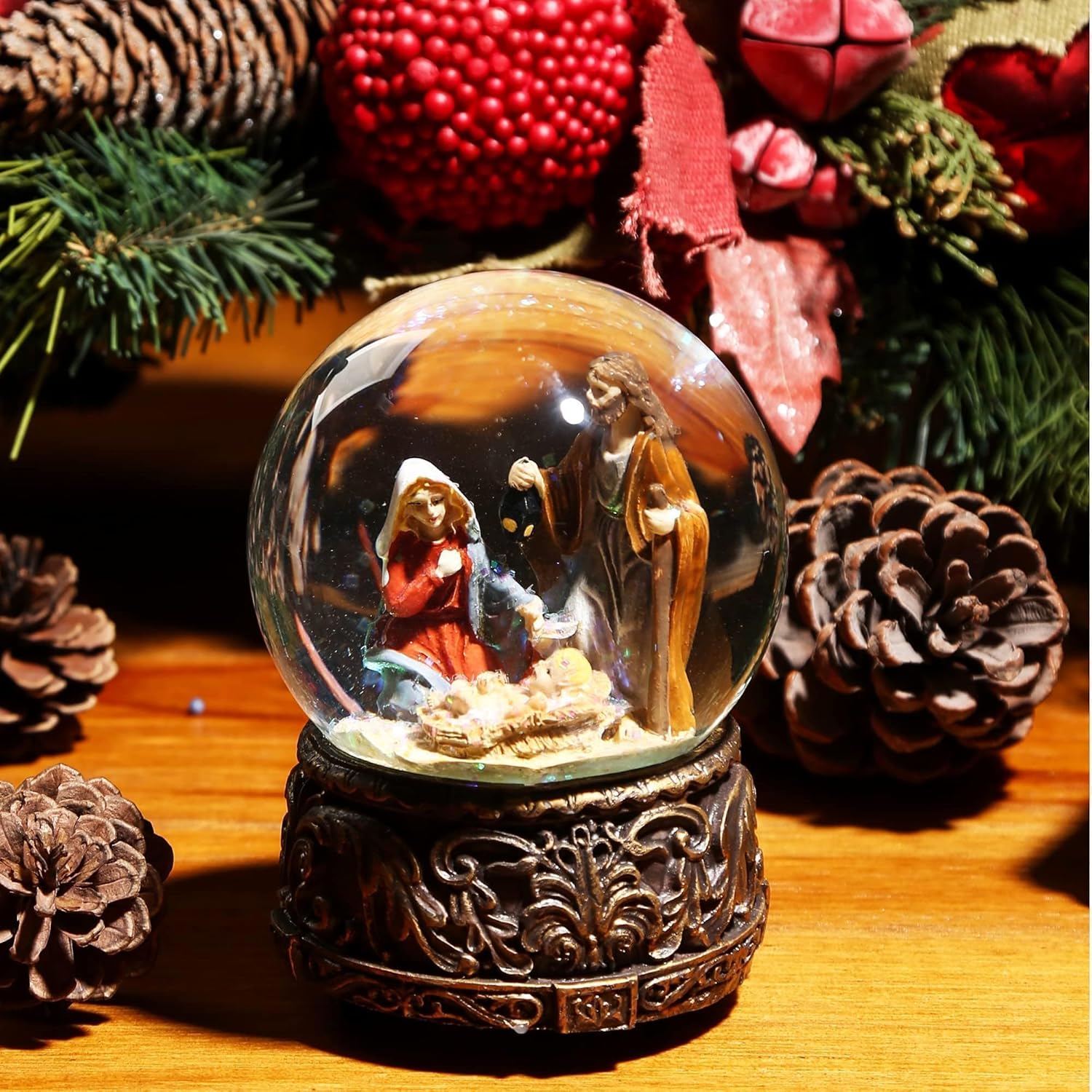 Snow Globes Glitter Water Globe Musical Snow Globe Decoration Plays Music, Nativity Christmas Snow Globes - Image 6