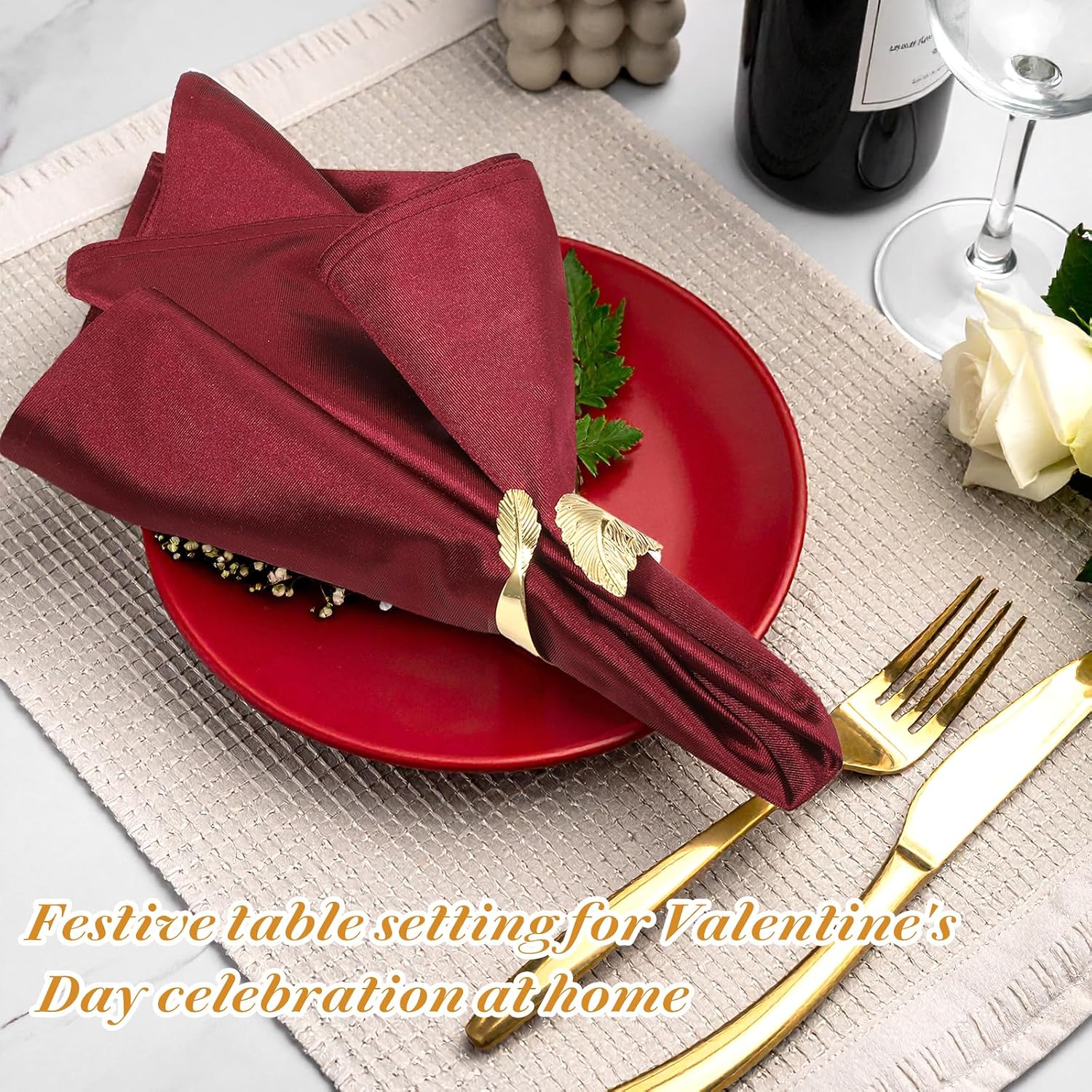 24 Pcs Gold Napkin Rings Metal Leaf Napkin Holders Delicate Rings Bulk for Wedding Birthday Party Banquet Decoration