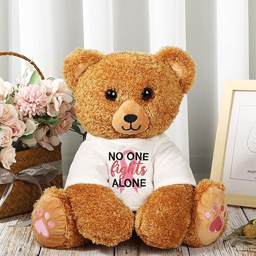 Miniatura 3 de Chalyna Oso de peluche de 16 pulgadas para el cáncer de mama, oso de cinta rosa, oso suave para sobrevivientes de cáncer, regalo para mujeres