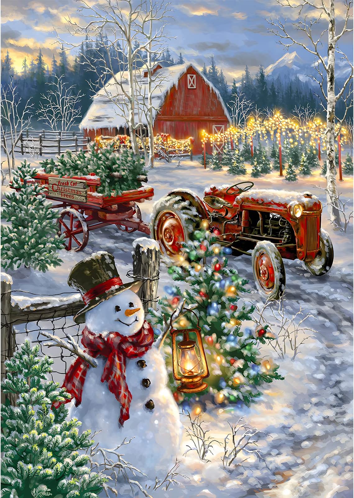 MXJSUA Diamond Painting Weihnachtskerzen - 5D DIY Diamantbild 30x40cm Rund