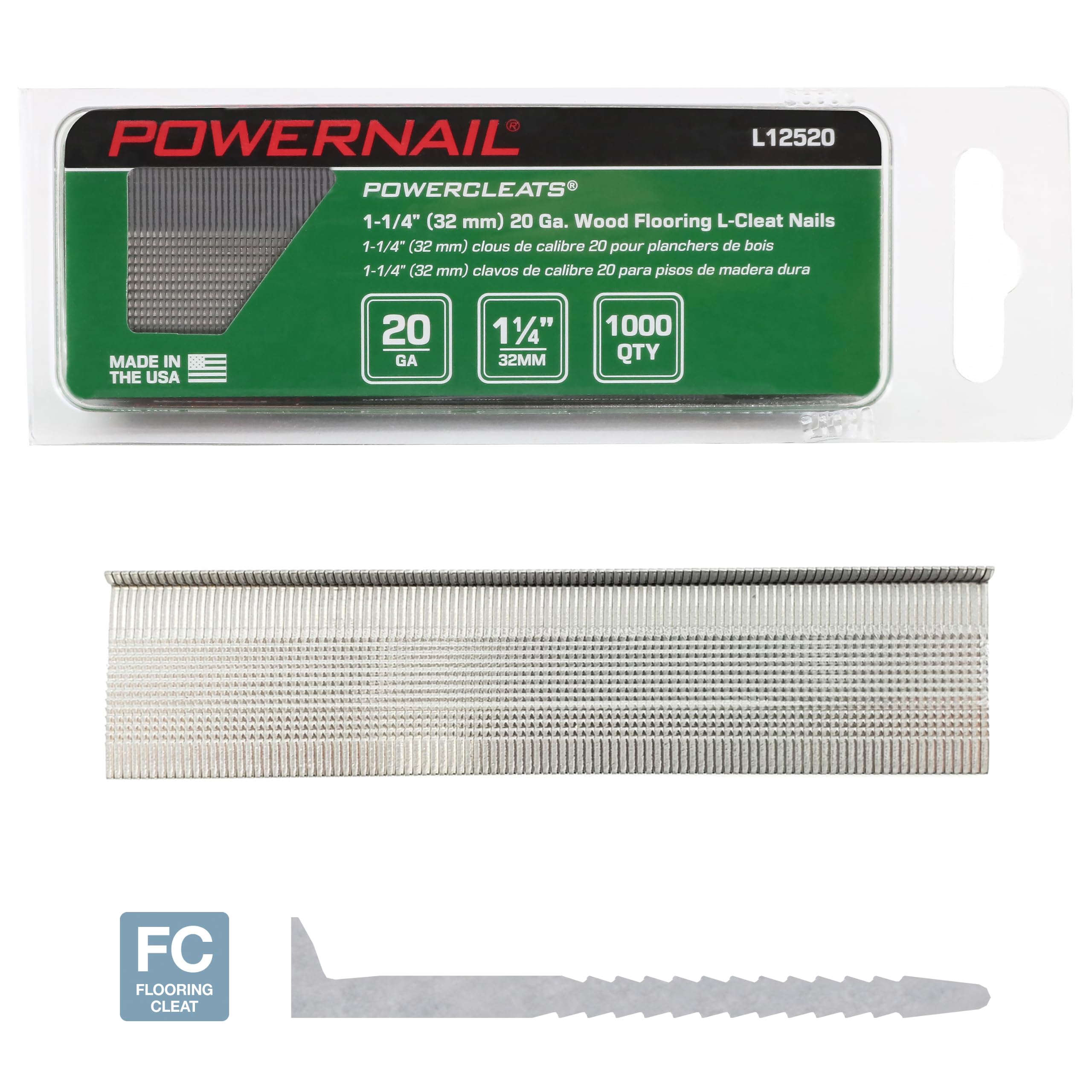 Powernail L-Cleat Nails - 1000 Count -2 Powernail L-Cleat Nails - 1000 Count -2