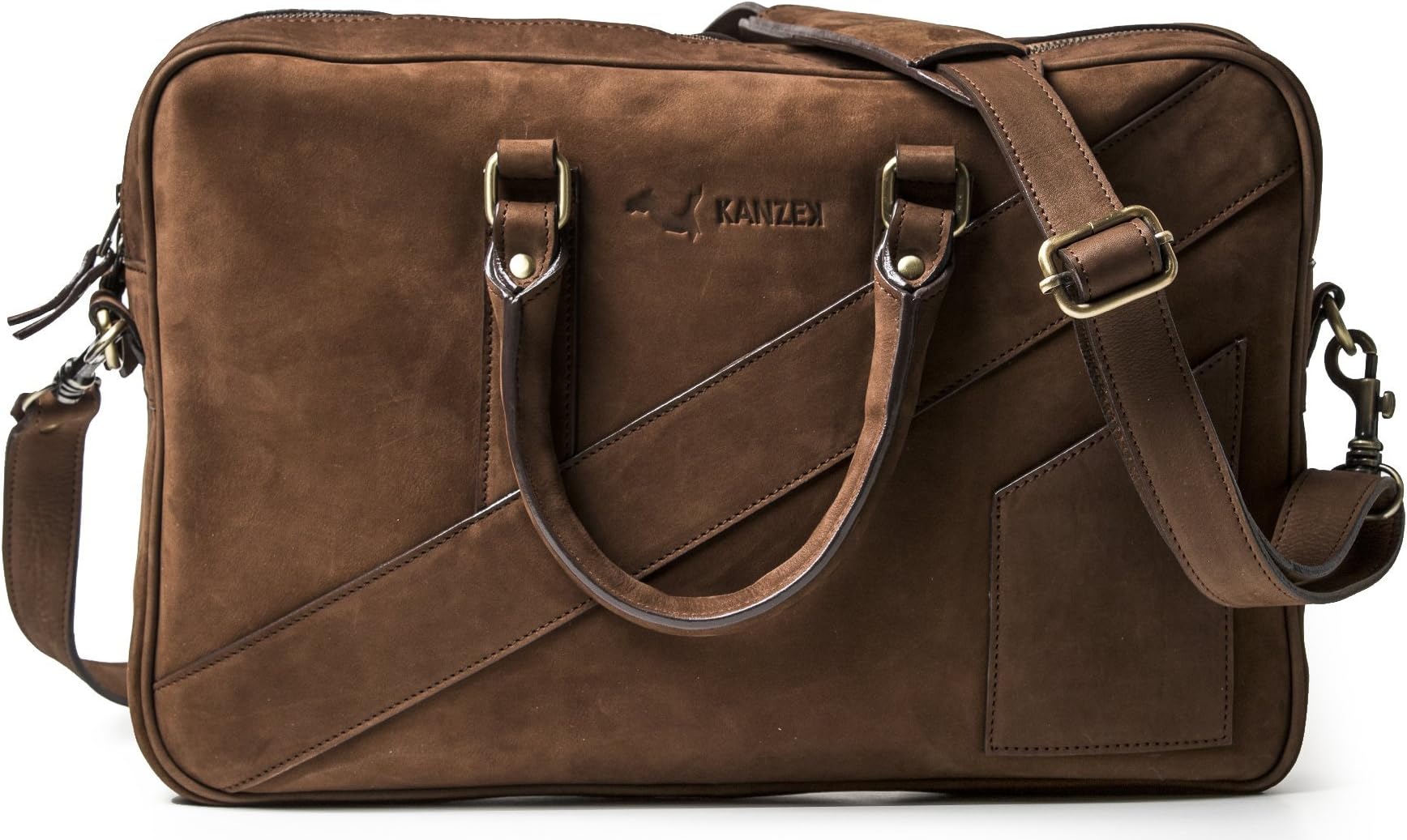 Leather Laptop Briefcase for Men and Women - Beautiful Distressed Vintage Brown/Cognac Patina - Modern Luxury Work Leather Bag for Business Professionals - Fits 14" / 15" / 15.6"