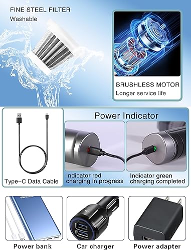 Miniatura 6 de BENJEN Mini aspiradora de coche, 15000 PA de alta potencia con motor sin escobillas, para limpieza de automóviles, oficinas y hogar