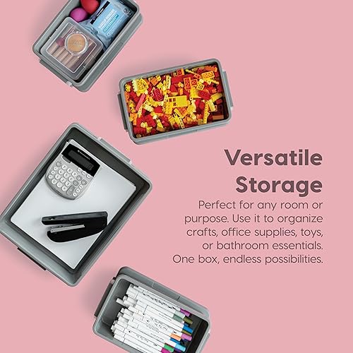 Miniatura 6 de IRIS USA - Contenedores de plástico para almacenamiento de 6 cuartos de galón con tapas, paquete de 2, organizador pequeño de suministros de arte y