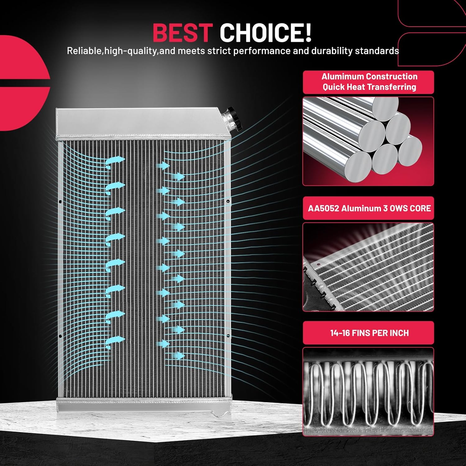 BDFHYK 3ROW-52MM CU162 Aluminum Radiator Compatible with for Buick Apollo Century Electra,Cadillac Seville,Chevrolet/C10,GMC C15,Oldsmobile/Cutlass Calais/Salon/Supreme,Pontiac Bonneville Catalina