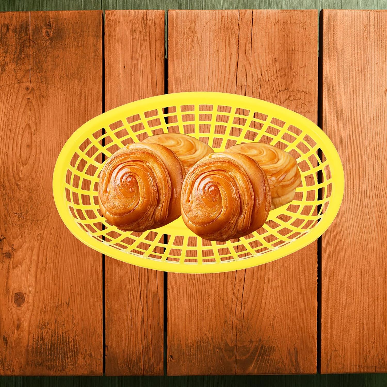 6 Pcs Plastic Oval Bread Baskets for Rolls and Sandwiches