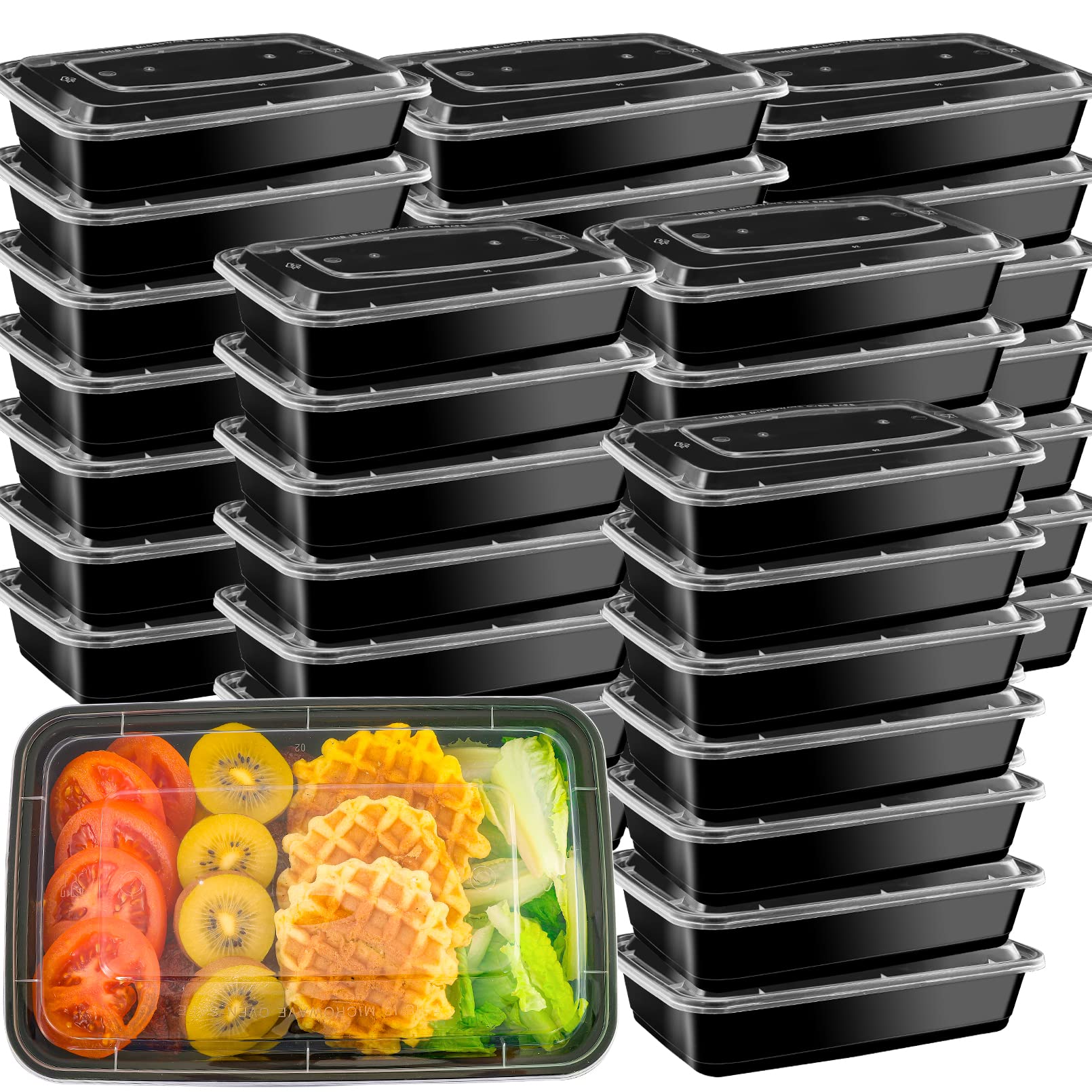 [30 Pack 38oz Meal Prep Containers,1 Compartment Food Storage Containers with Lids,Reusable Food Prep Containers,BPA Free Plastic Containers,Stackable,Freezer/Microwave/Dishwasher Safe