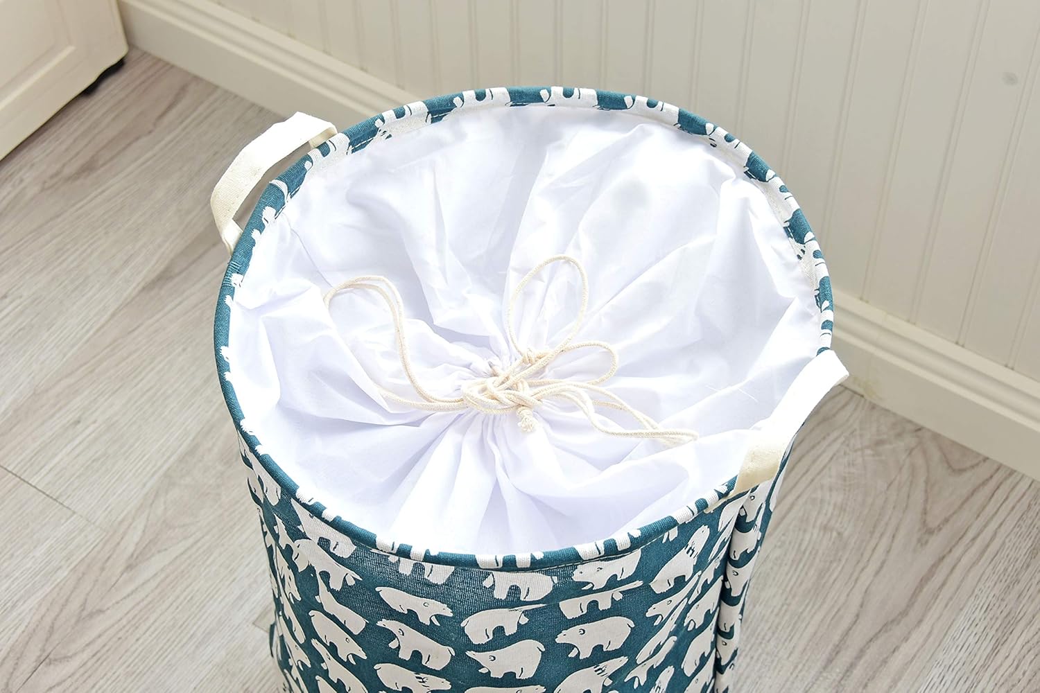 DuShow Collapsible Laundry Basket Hamper Bag, Large Foldable Drawstring Waterproof Organizer Perfect for Kids Boys Girls Toys Room, Bedroom, Nursery,Home-Polar Bear