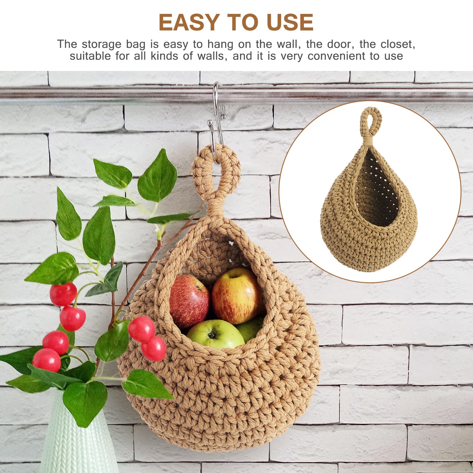 Panier à Fruits Suspendu 3 Niveaux En Coton - Blanc - Design Macramé Bohème - Pour Cuisine, Rangement Légumes, Décor
