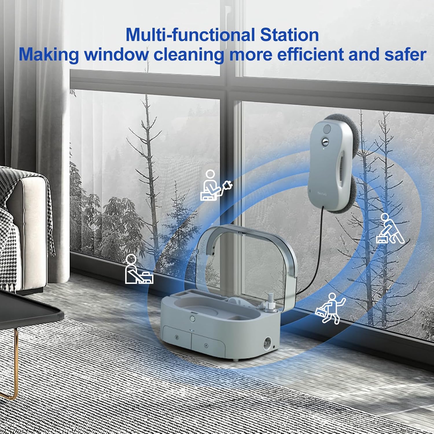 Satuo S9PRO Window Cleaning Robot,Window Cleaner Robot with Portable Station Suitable for Stubborn Stains Intelligent Path Planning Automatic Dual Water Spray Edge Detection