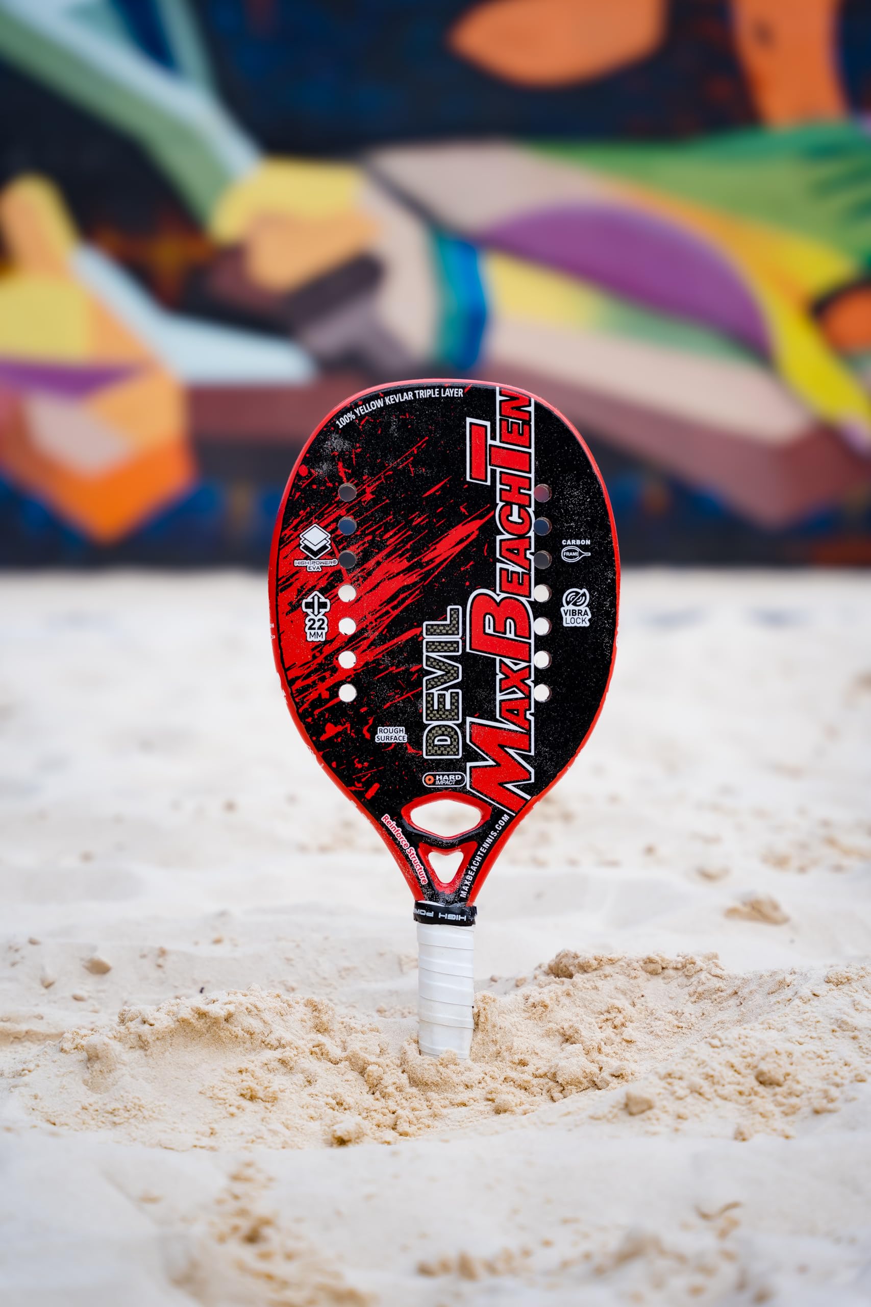 MBT DEVIL, Racchetta Beach Tennis 100% Yellow kevlar e carbonio - Trattamento ruvido- Eva High Power – Leggera e Bilanciata – Profilo 22 mm - Custodia inclusa