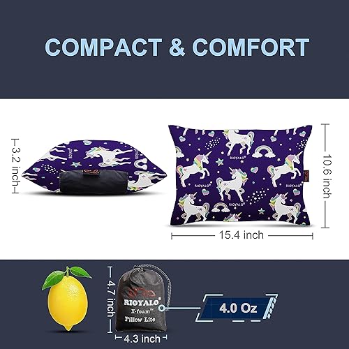 Miniatura 2 de X-Foam Kids - Almohada inflable para acampar con funda de espuma extraíble para niñas  Unicornio  Cómodo, lavable, ultraligero y portátil