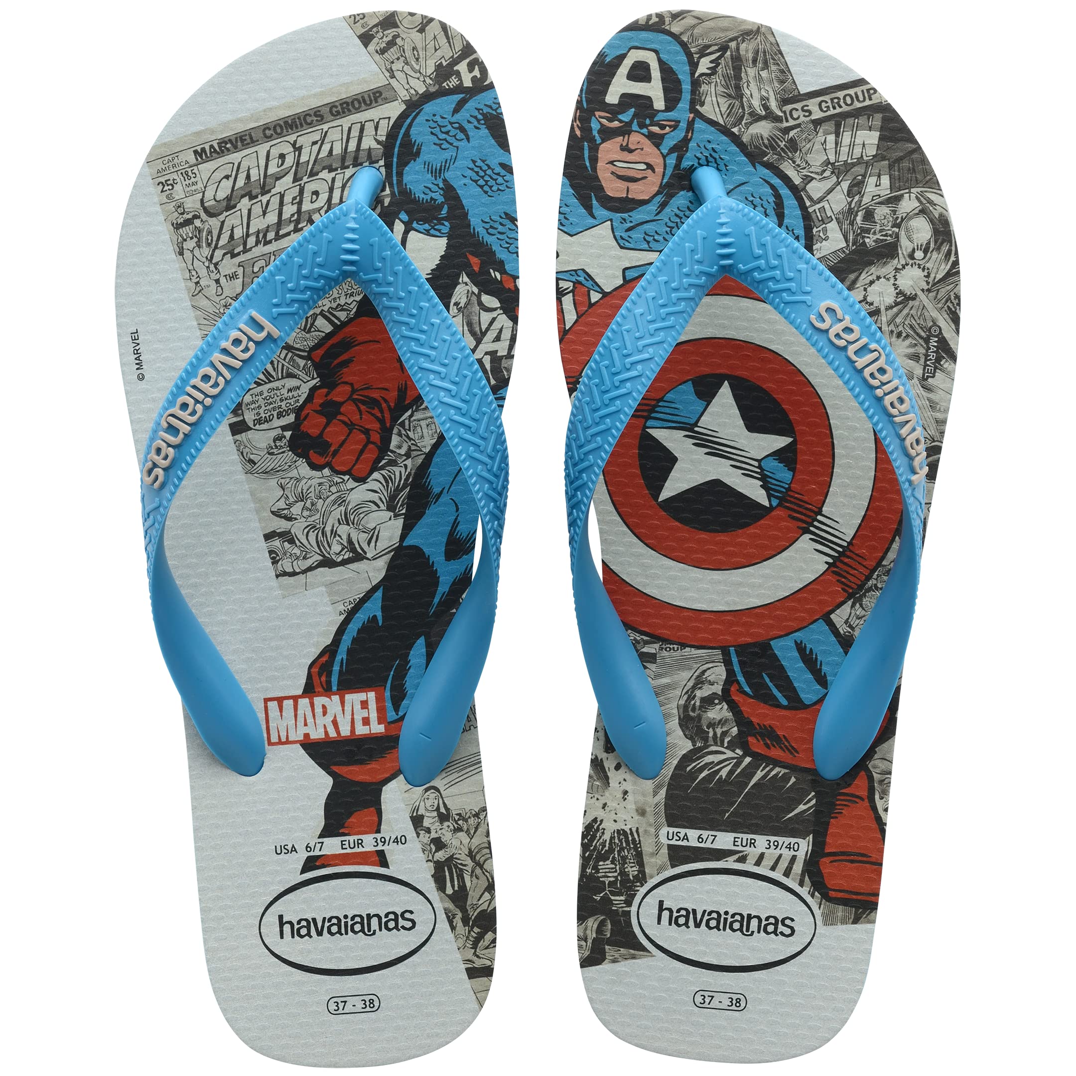 Havaianas - Top Marvel Classics, Comfortable, Lightweight and Durable Flip-Flops, Marvel Superhero Comic Print, Child