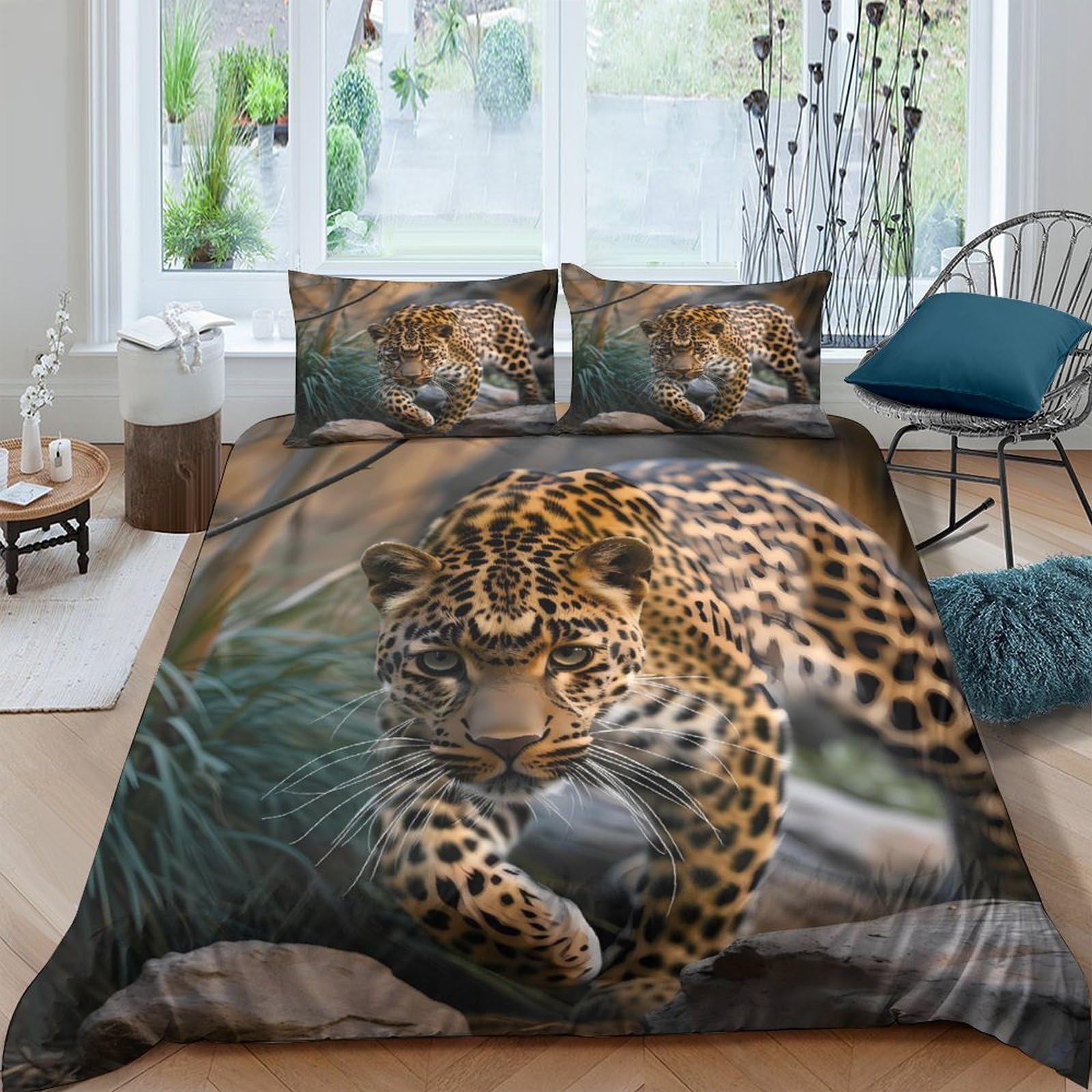 Ctjqhvkz Style-8 3D Printed Wild Leopard Fitted Sheet Microfiber Soft Breathable Jungle Animal Mattress Cover For Bedroom Guest Room Decor Single（135X200cm）
