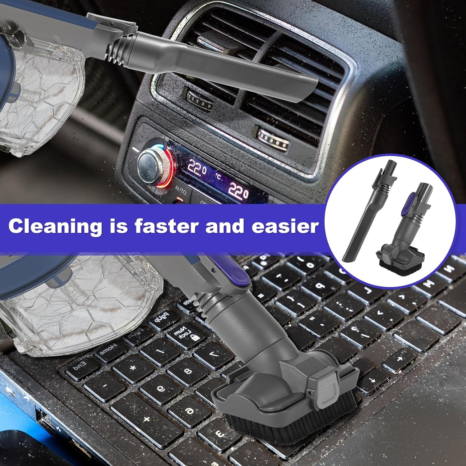 IX141 Vacuum Crevice Tool Brush Replacement Parts Compatible with Shark Pet Cordless Stick IZ162H IZ361H IX140 IX141 IZ140 IZ142 UZ145 Removable Two-in-one Tool Brush Attachments for D-Shaped Vacuum