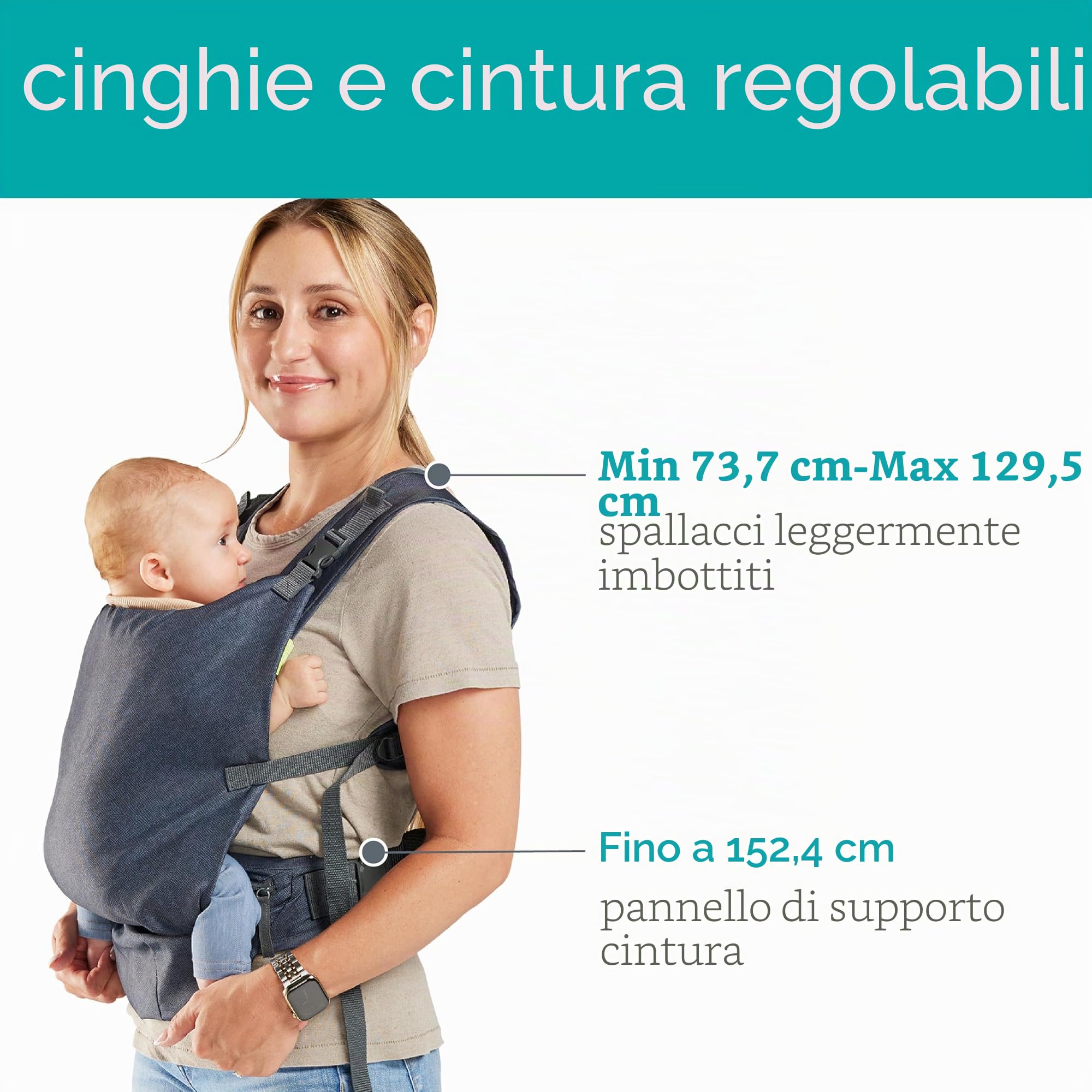 Infantino Fold & Go 2-in-1 Marsupio Neonato, Compatto e Leggero, Regolabile, per Bambini di Peso Compreso tra i 5,5 e 18 kg, Grigio