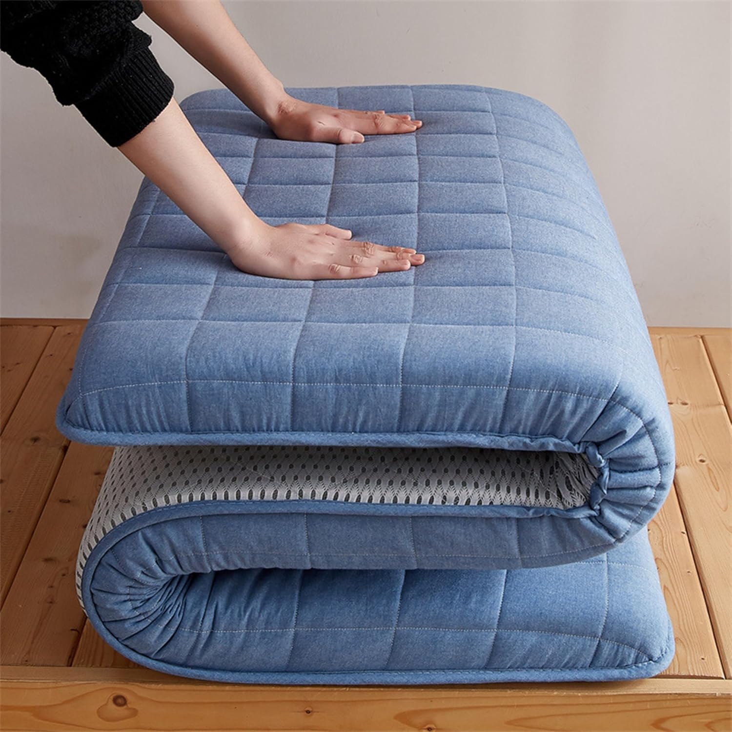 Japanese Futon Mattress, Mattress Full Size,Thick Portable Tatami Mat,Portable Dormitory Tatami Mat, Foldable Dormitory Tatami Mattress Portable Roll up Mattress.(Blue,23x47in)