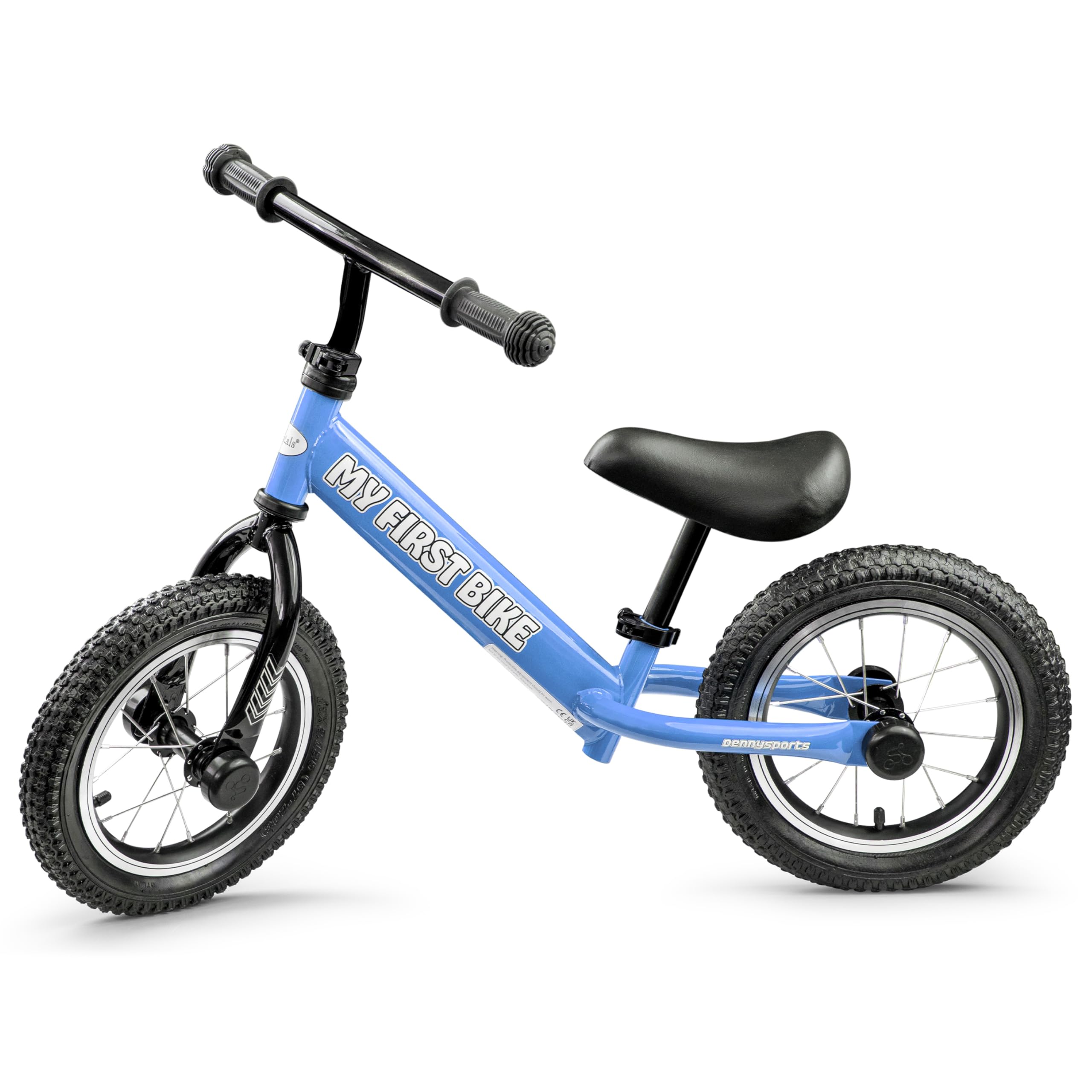 Crystals 12" Kids Balance Bike for Toddlers Ages 2-6, Adjustable Seat & Handlebar, Lightweight No Pedal Training Bicycle with Inflatable Tires, Carbon Steel Frame, 30kg Capacity (BLUE)