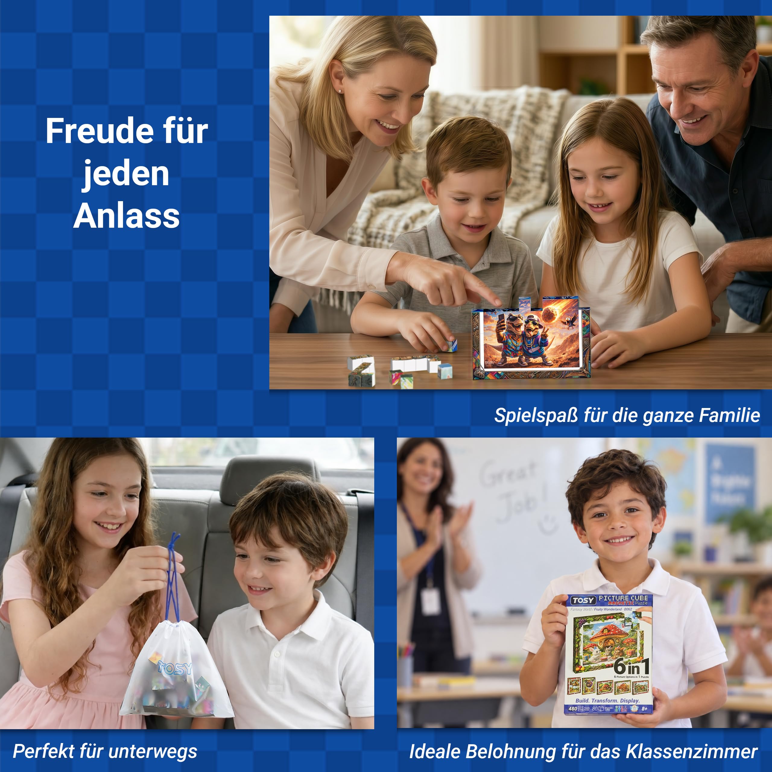 TOSY Picture Cube Dragon Tales: 6-in-1 magnetisches Bilderpuzzle, 48 Blöcke, 288 Puzzleflächen, 1,6 cm, B063, Nahtlose UV-Kunst… – Ansicht 4