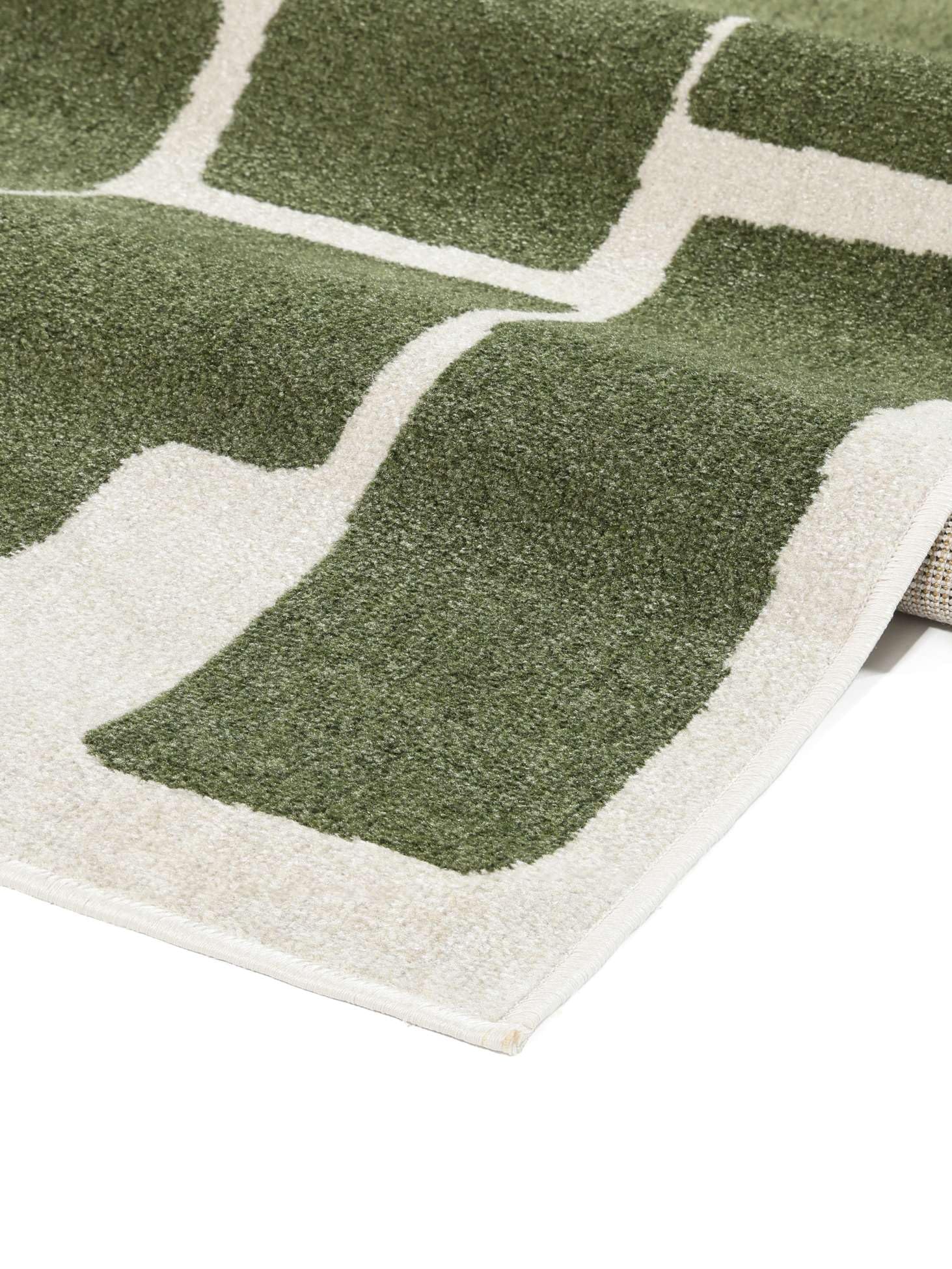 RugVista Contour Teppich, 200 x 300 cm, Grün/Off Weiß | Moderne, Rechteckig, Mittlerer Stapel, Maschinenwäsche, Oeko-Tex 100, Wohnzimmer, Schlafzimmer