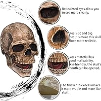 Vista 3 de CosTribe Máscara espeluznante de calavera de cabeza completa con mandíbula móvil para Halloween, casco de látex aterrador para accesorios de fiesta