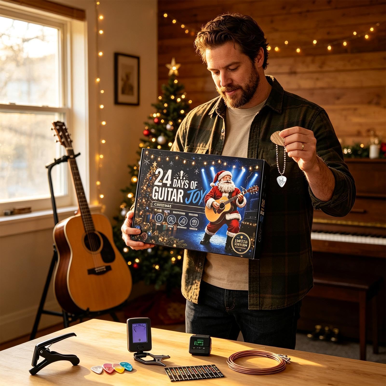 Account-Kalender mit Gitarrenplektren, Weihnachtszubehör für
