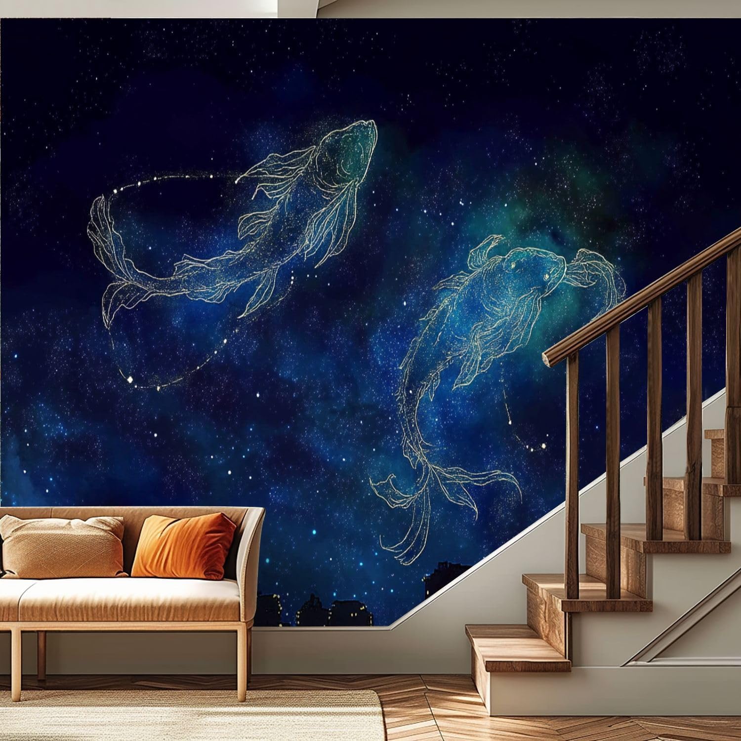 3D Wallpaper Pisces Self Adhesive Bedroom Living Room Dormitory Decor Wall Mural Stick and Peel Background Wall Ceiling Wardrobe Sticker