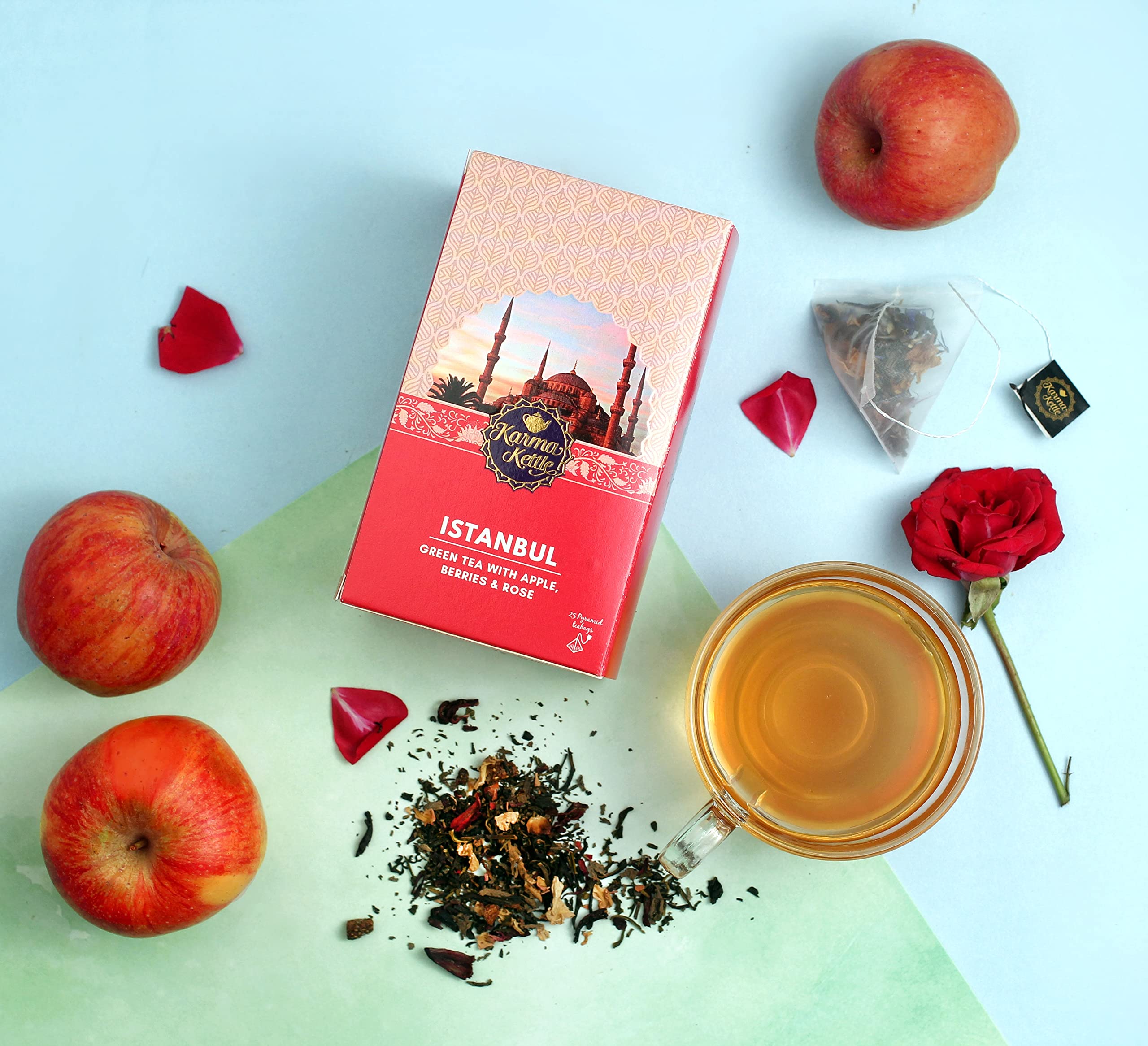 Karma Kettle-Istanbul - 75 GMS | Travel Teas I Hibiscus Apple Green | With Berries & Rose | Loose Leaf Tea | Whole Leaf Tea to Promote Healthy Glowing Skin | Immunity Booster | 100% vegan - Image 6 thumbnail