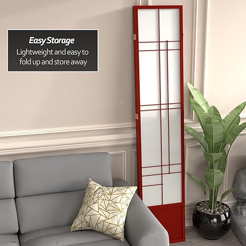 Miniatura 4 de Oriental Furniture - Pantalla Eudes Shoji de 7 pies de alto, palisandro, 3 paneles