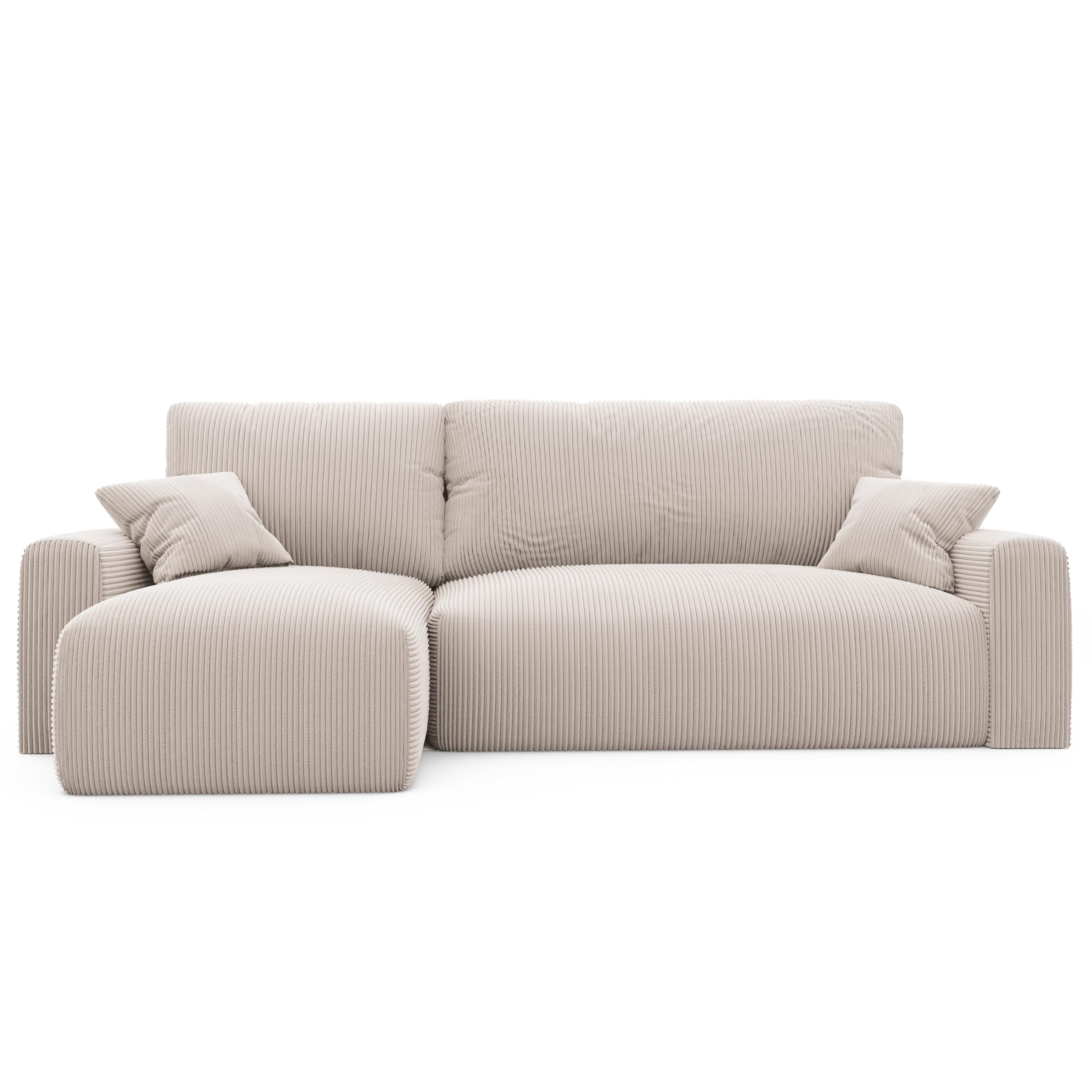 244x106 Ecksofa mit Schlaffunktion (200x125) Cord Ecksofa 3 Sitzer mit Bettkasten - Wohnzimmer Eckcouch