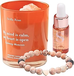 for Mom – Aromatherapy Bracelet & Crystal Candle Set, Luxury Relaxation Pamper Gift Box from Daughter, Son or Husband