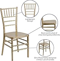 Vista 4 de BizChair Silla Chiavari apilable de resina dorada