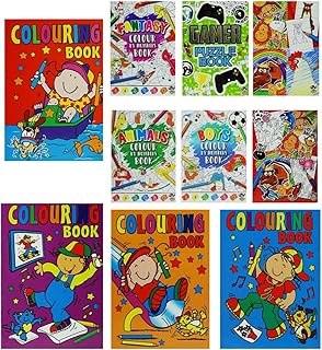 Karrma 10 X A6 Colouring Books for Children, Mini Colouring Books for Party Bags, Kids Colouring Book for Girls and Boys Party Bag Fillers, Assorted (6150)
