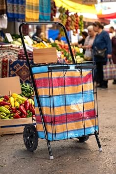 Asvera Kalın Telli Katlanabilir Pazar Arabası - Büyük Boy Sağlam Market Alışveriş Arabası