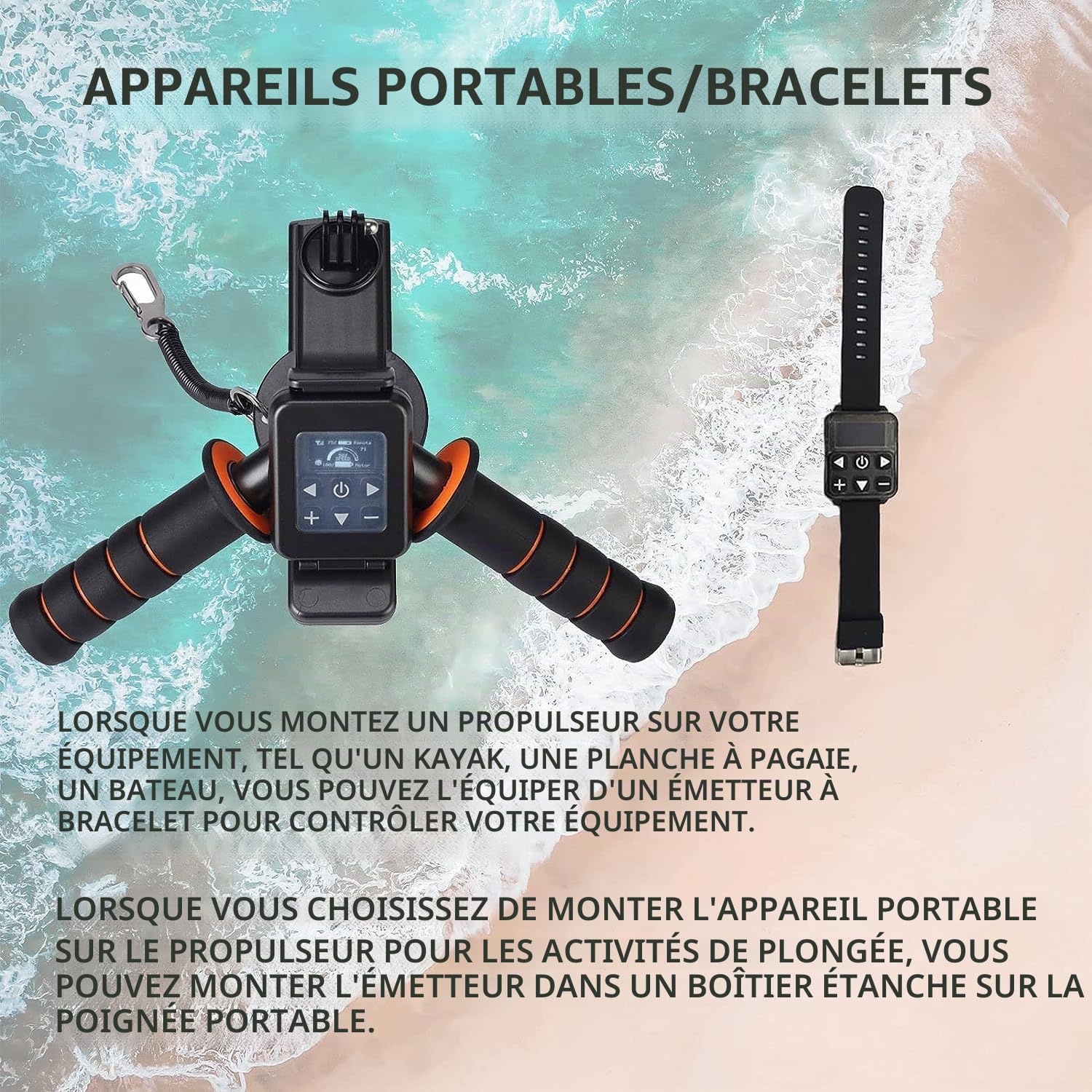Trottinette sous-marine avec sac étanche 30 m, moteur RC Sup 500 W à 10 vitesses, profondeur de 40 m pour piscine, scooter de mer pour planche à jet,