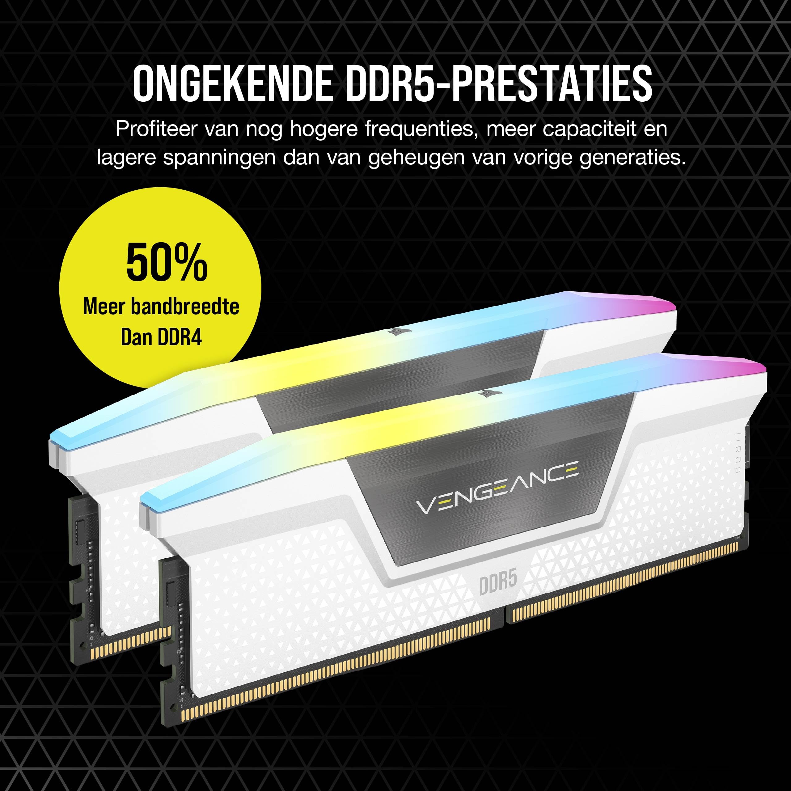 CORSAIR VENGEANCE RGB DDR5 RAM 32GB (2x16GB) Up to 6000MHz CL36