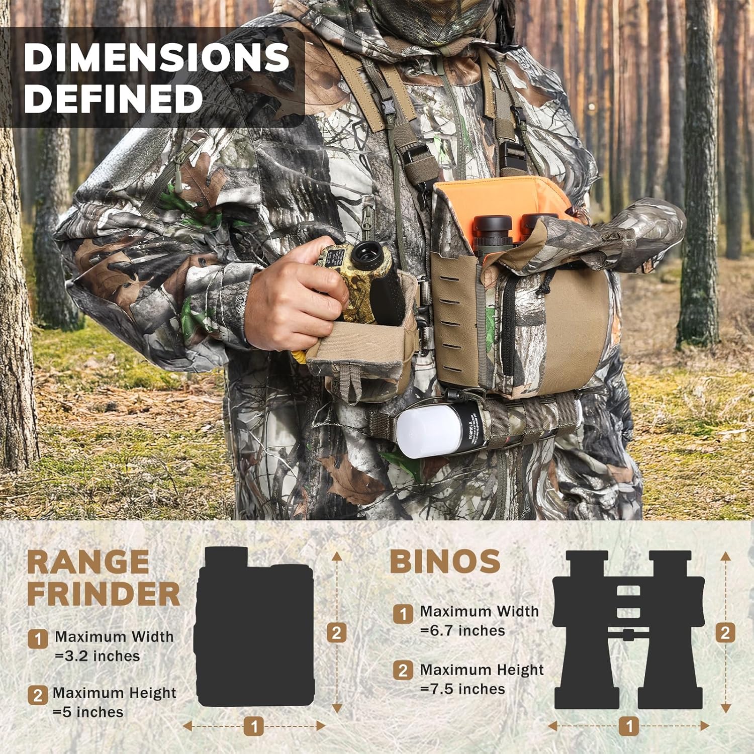 Binocular Harness Case Bino Chest Pack with Magnetic Closure and MOLLE System Water-repellent for Hunting (Combination, G2) - Image 6