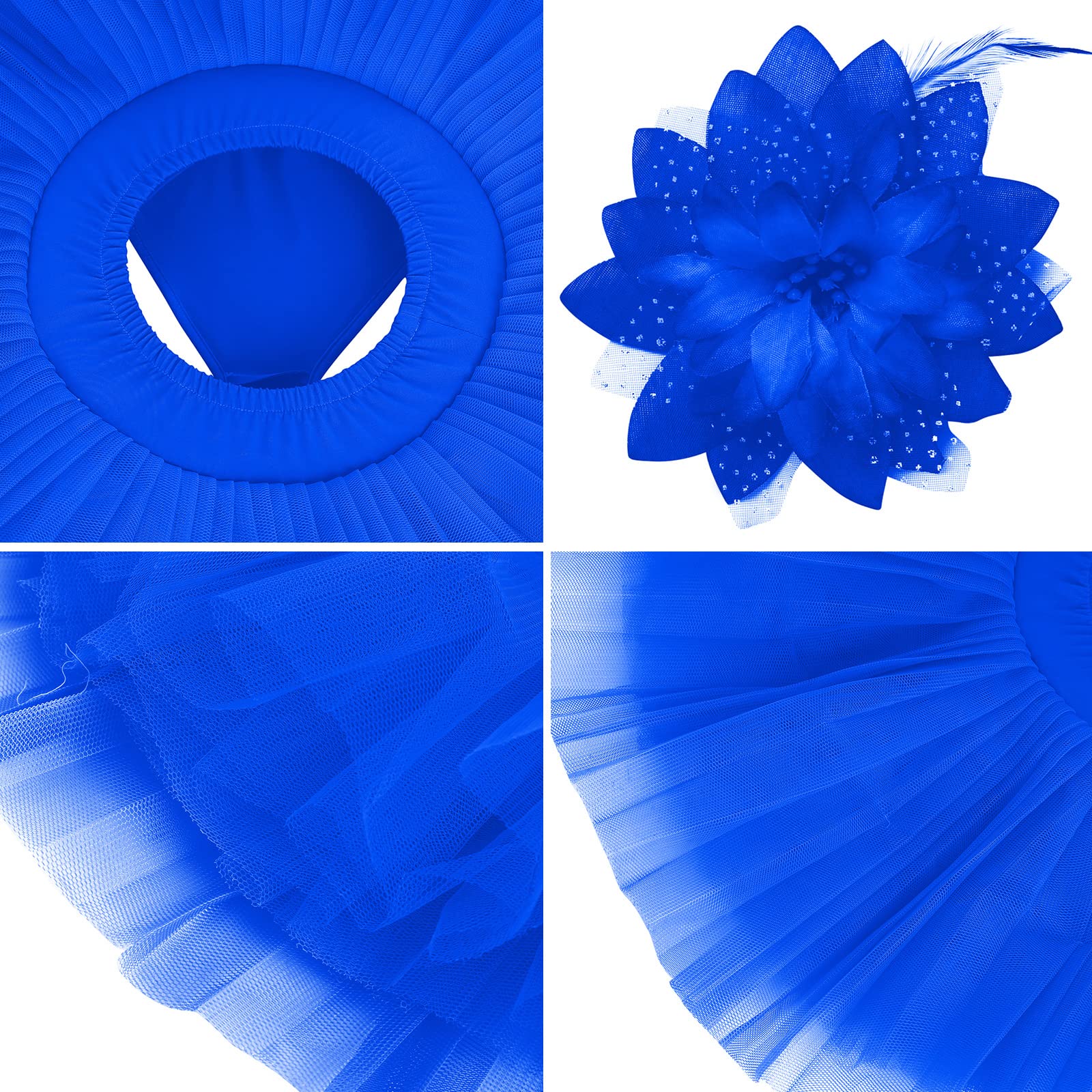OBEEII Femme Ballet Tutu Tulle Jupes Jupon 7 Couche Pettiskirt Mini Robe de Danse Fête avec Pince à Cheveux S-XXL