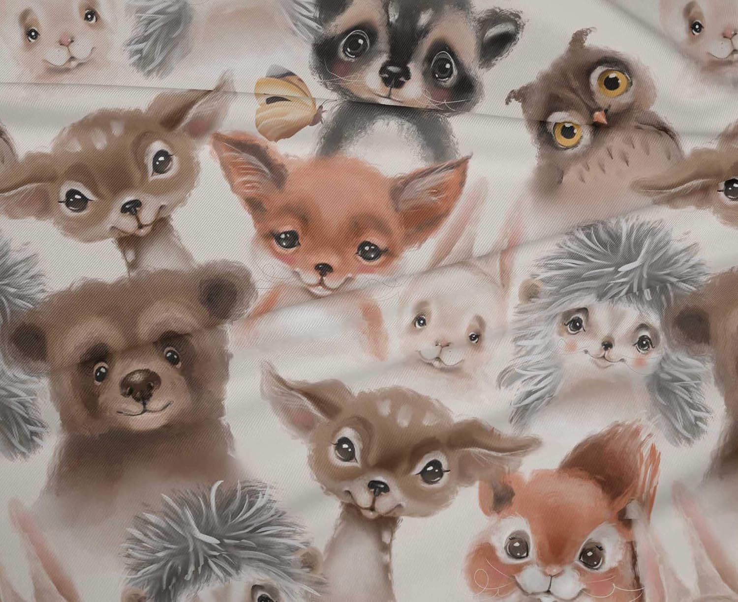 oneOone Polyester Spandex Brown Fabric Animals Watercolor Quilting Supplies Print Sewing Fabric by The Yard 56 Inch Wide