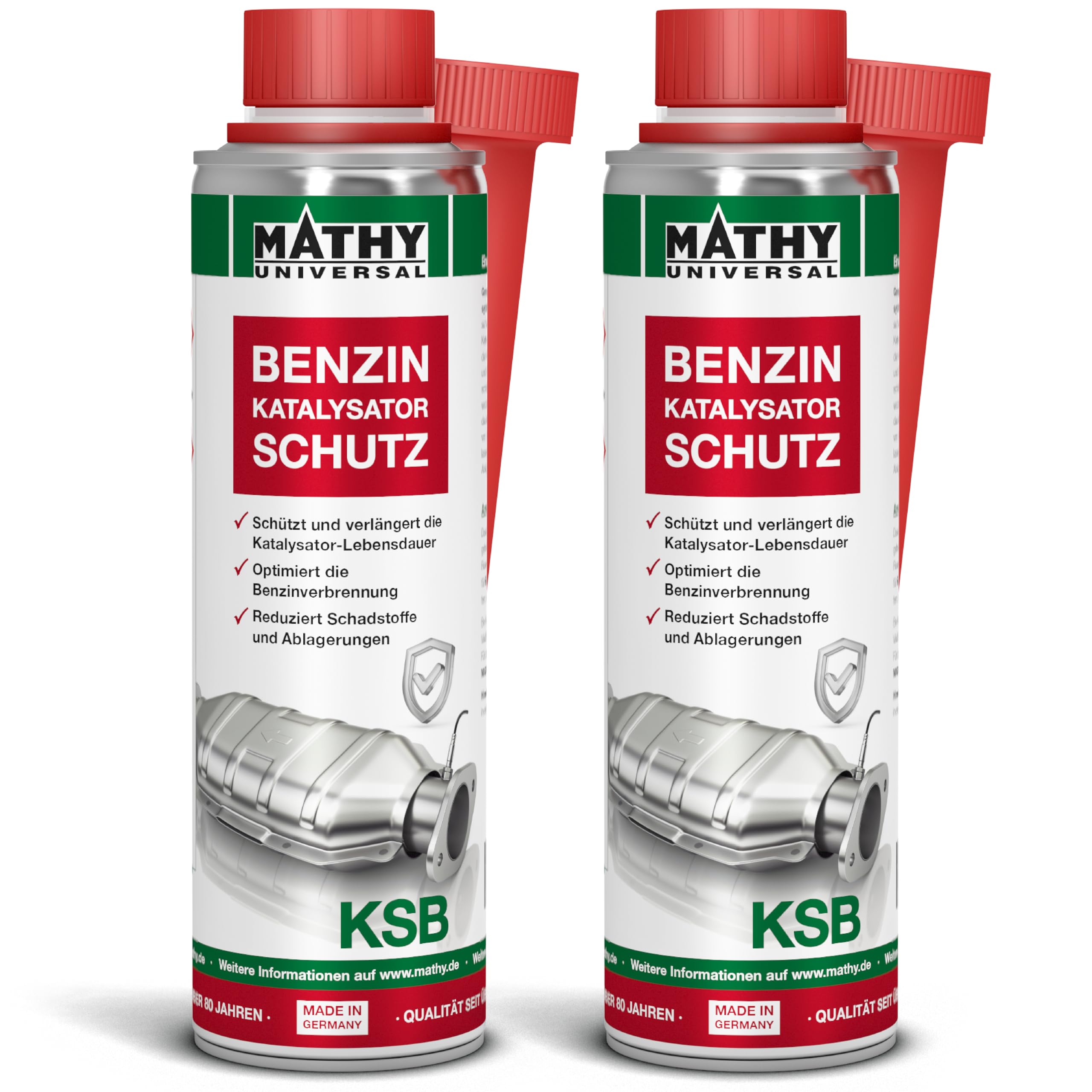 MATHY-KSB Katalysator-Schutz Benzin, 2 x 250ml, Benziner Kraftstoffadditiv | Hochwirksames Additiv reduziert Ablagerungen & Schadstoffe, Benzinadditiv schützt Kat & Lambdasonde, Für saubere Verbrennung