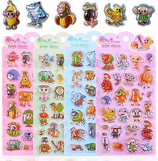 【4枚セット】 3Dシール ぷくぷくシール ぷっくり 立体 ぷくぷく 可愛い 個性的 手帳用装飾 女の子 男の子 手帳用 日記帳用 ごほうび DIYクラフト用