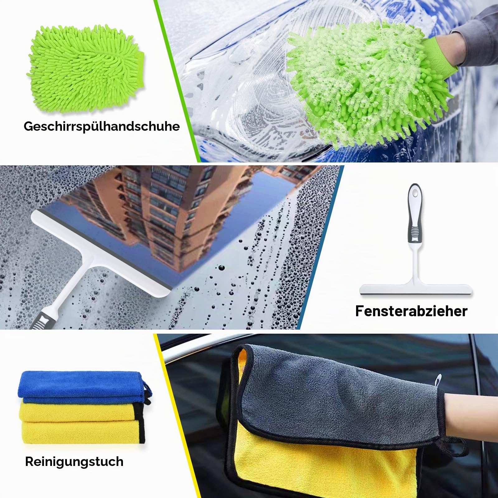 15 PCS Auto-Reinigungsset mit Aufbewahrungstasche,62 Zoll Waschbürste mit Teleskopstiel,Felgenbürste,Mikrofasertücher,Waschhandschuh,Auto Reinigung Set für Motor Auto Trucks