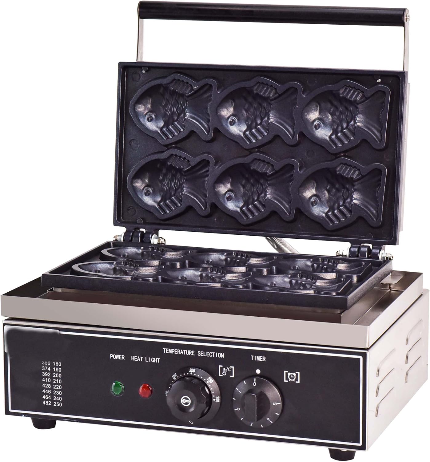 Taiyaki Waffle Maker, 1550w Electric Sea Bream Cake Baker, Electric Taiyaki Maker, 50-300℃ Temperature Control, Commercial Jam Or Ice Cream Waffle Maker, Non-Stick Coating, Commercial Ready