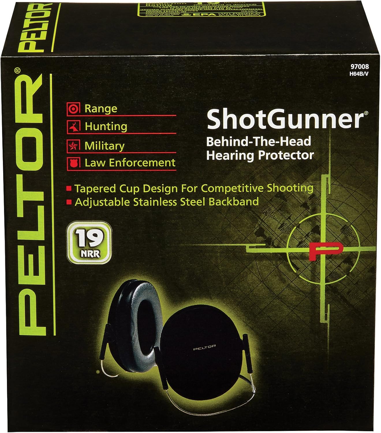 3M Peltor Shotgunner Passive Hearing ProtectorBlk,BehindtheHead,19
