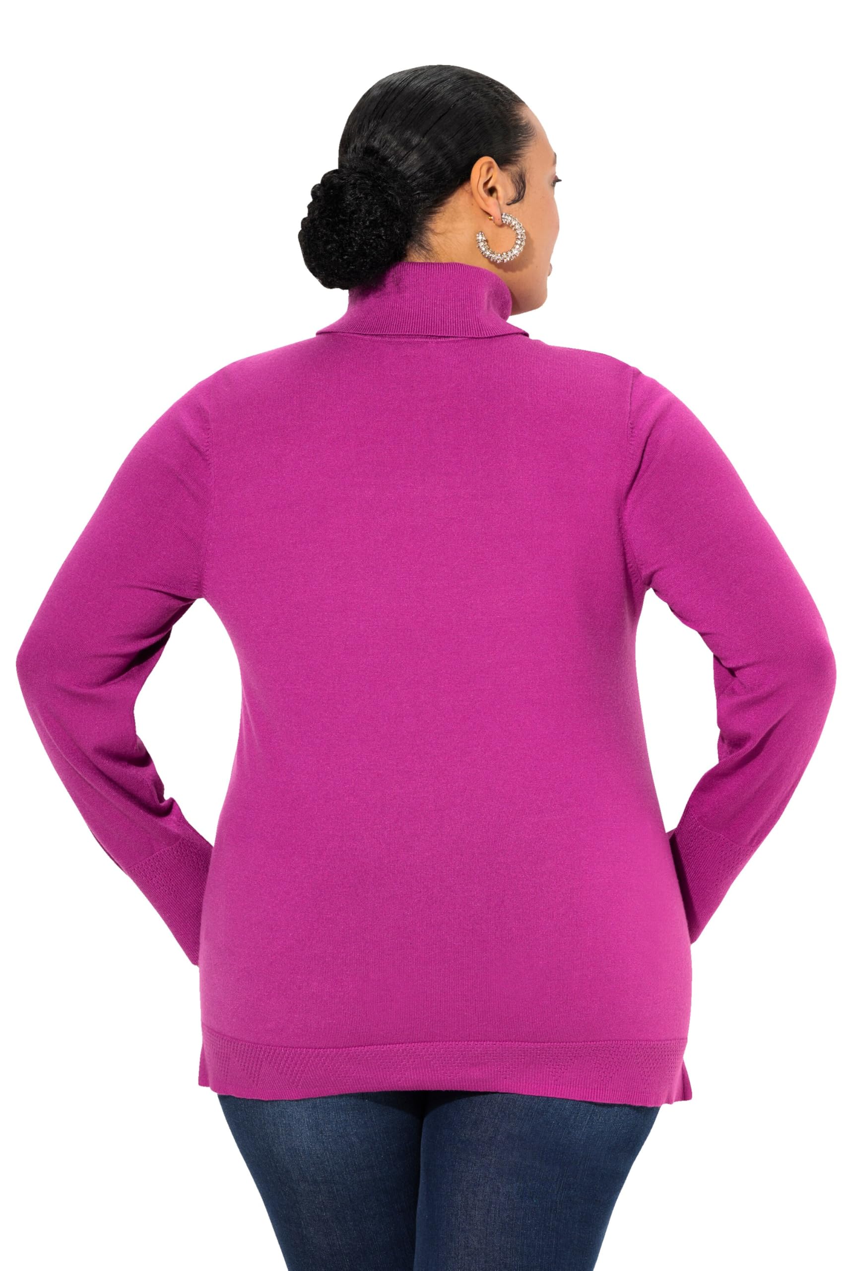 Ulla Popken Damen Rollkragenpullover, Breite Rippbündchen, Langarm Rollkragenpullover, breite Rippbündchen, Langarm