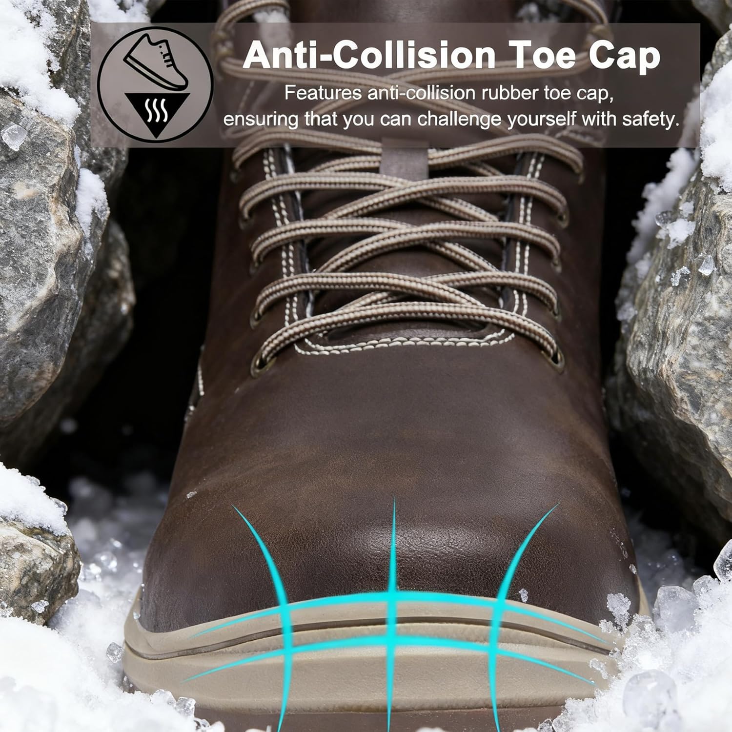 Men's Winter Warm Snow Boots Fur Lined Anti Slip Shoes Fashion Lightweight Water Resistant Non-slip Outdoor Work Ankle Boot - Image 5