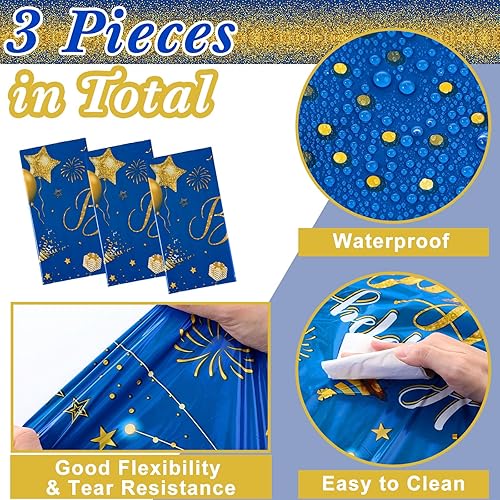 Vista 108 de Tudomro 3 manteles rectangulares de plástico para decoración de fiesta de cumpleaños, para mujeres y hombres, suministros de fiesta de baby shower