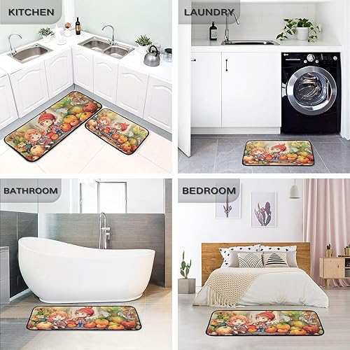 Miniatura 5 de Harvest Time Kitchen Mat 2 Pcs Set, Low Pile Kitchen Rugs Cushioned Water Absorbent Washable Floor Mats for Kitchen Sink Laundry Room