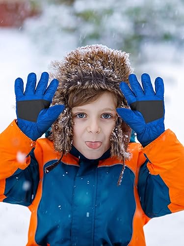Miniatura 2 de SATINIOR 2 pares de guantes impermeables para niños, guantes de nieve cálidos para invierno, guantes de esquí para niños y niñas, resistentes al