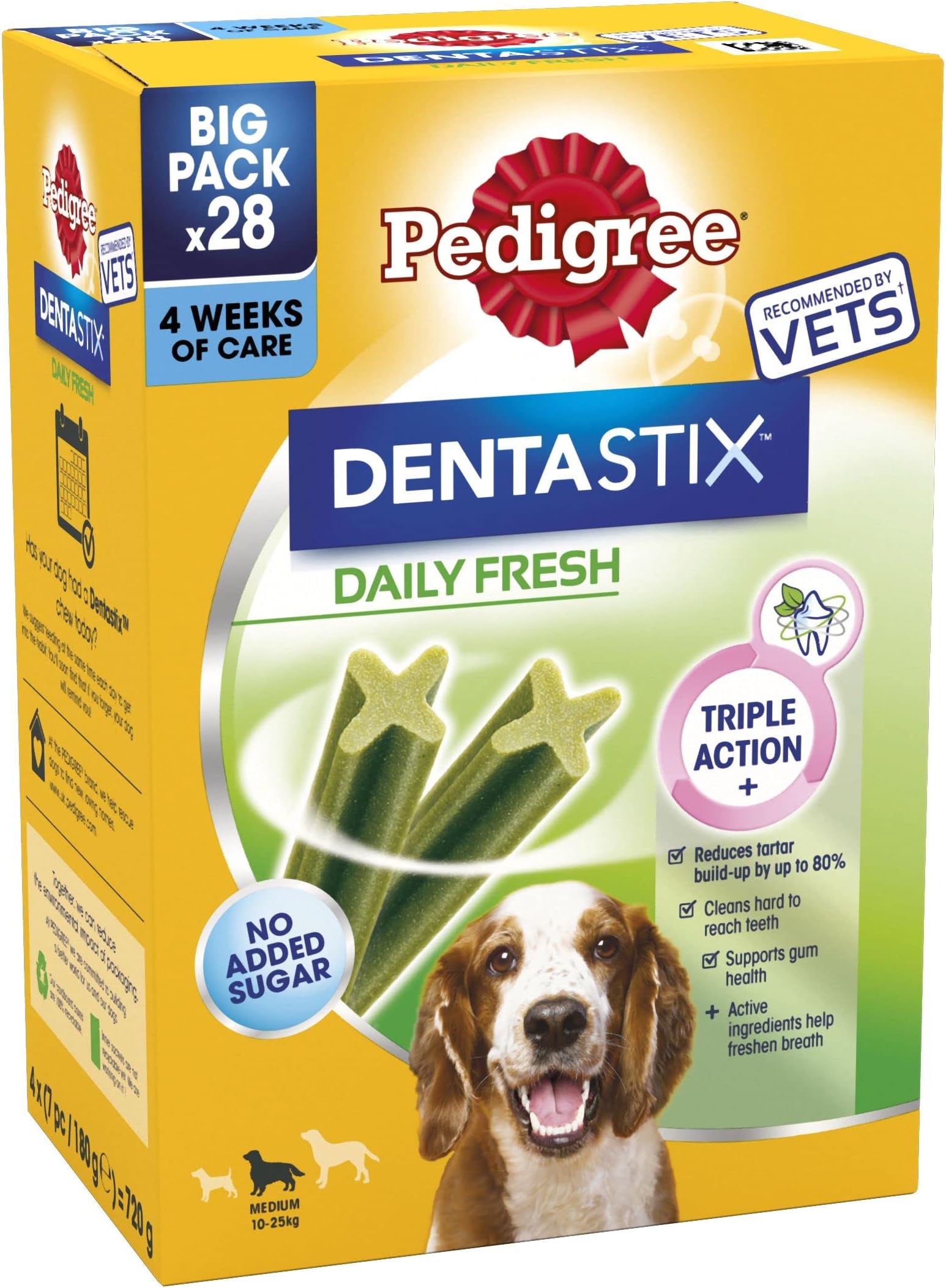 PEDIGREE DENTASTIX Fresh - Dental Dog Chews - Medium Dogs 10-25kg - 4 x 28 Sticks - Megapack of Dog Dental Sticks
